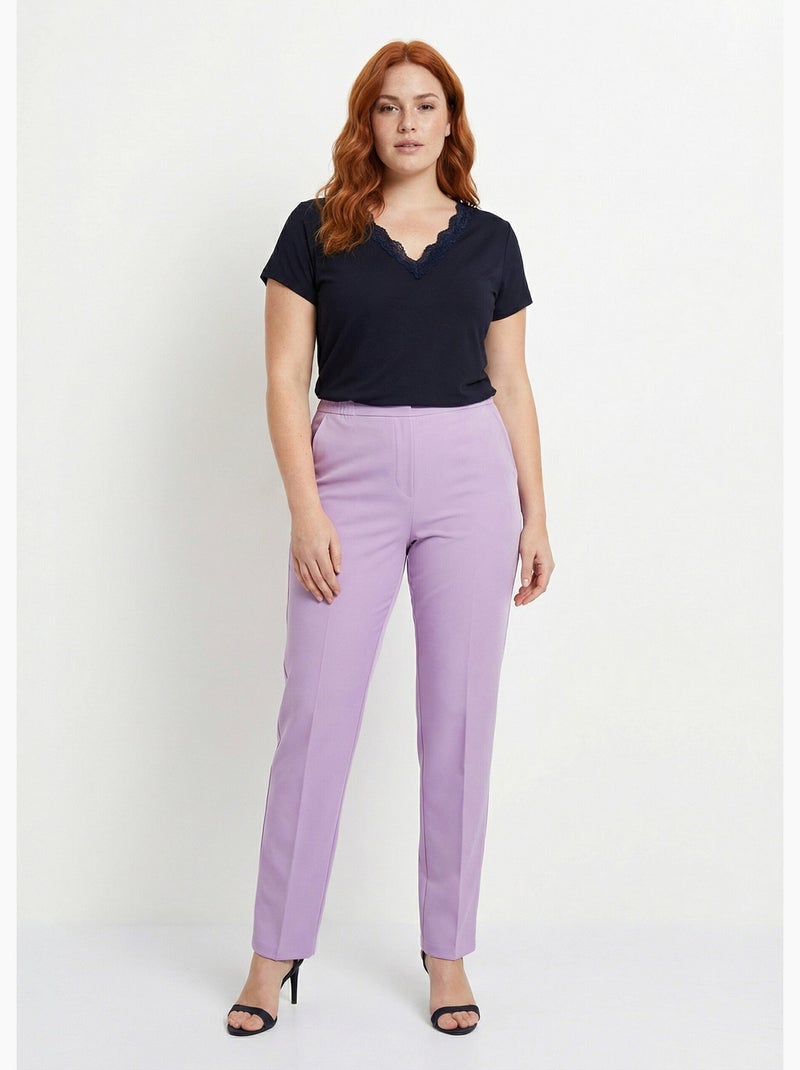 Pantalon droit taille semi-élastiquée - Afibel Violet - Kiabi