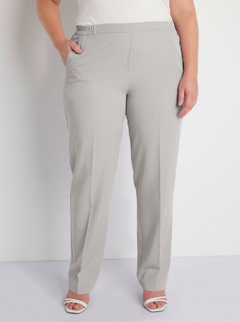 Pantalon droit taille semi-élastiquée Argenté - Kiabi