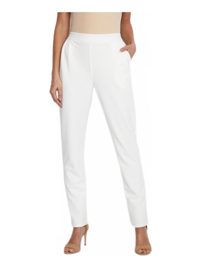 Pantalon droit taille semi-élastiquée Blanc - Kiabi