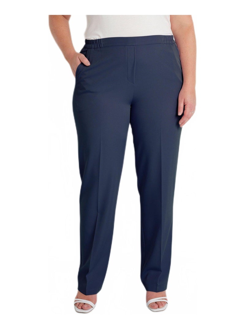 Pantalon droit taille semi-élastiquée Bleu - Kiabi