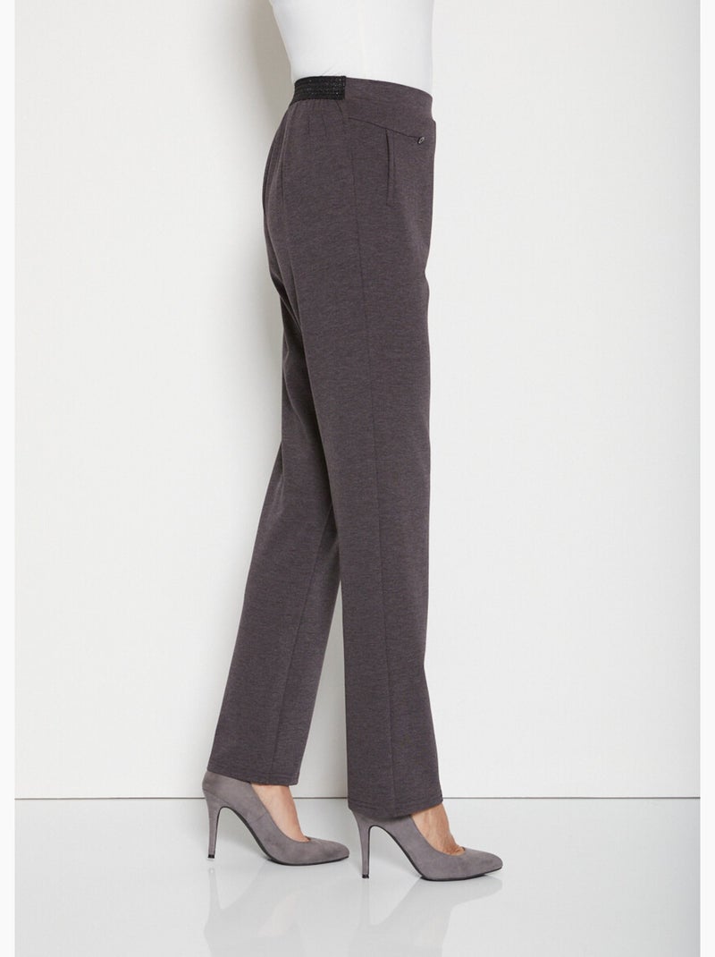 Pantalon droit taille semi élastiquée Gris - Kiabi