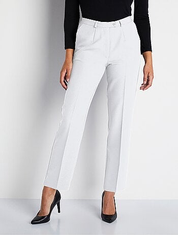 Pantalon droit taille semi-élastiquée tissu infroissable