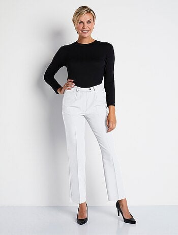 Pantalon droit taille semi-élastiquée tissu infroissable