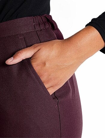 Pantalon droit taille semi-élastiquée tissu infroissable