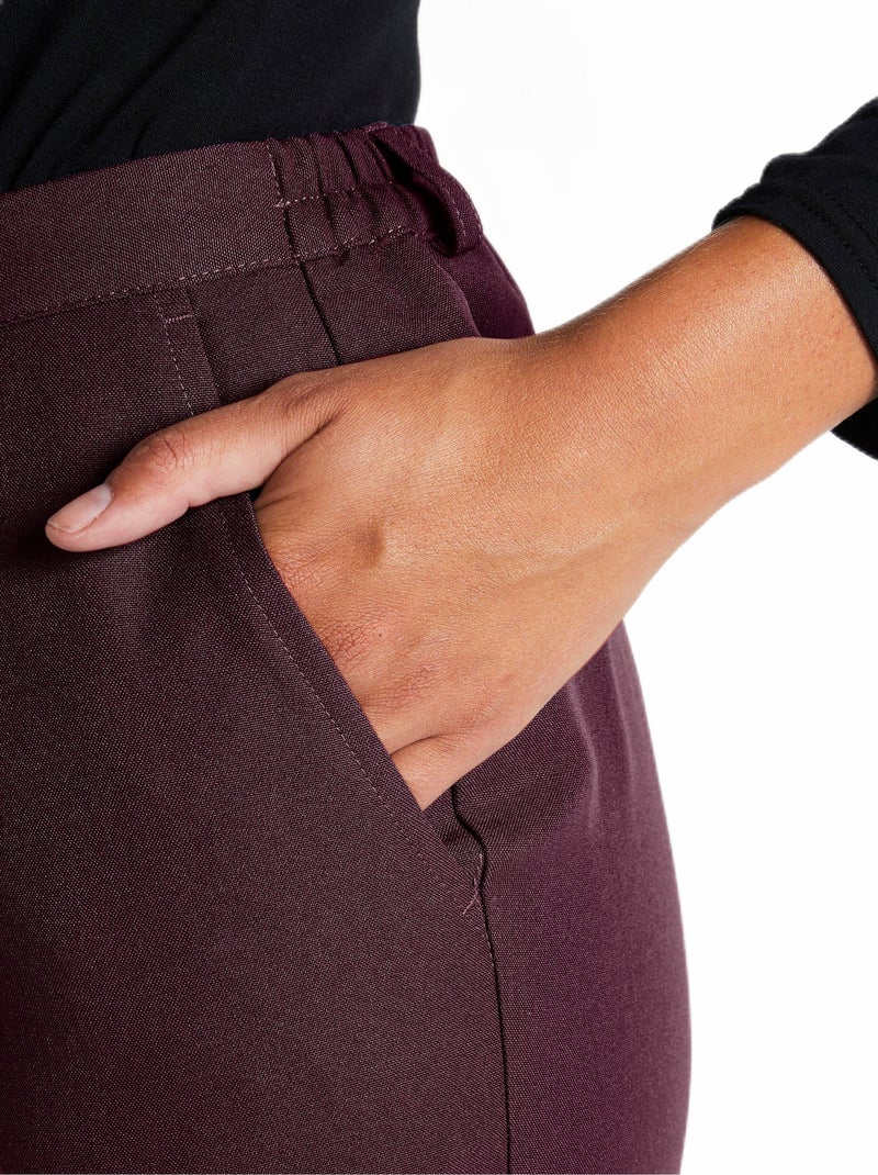 Pantalon droit taille semi-élastiquée tissu infroissable Blanc - Kiabi