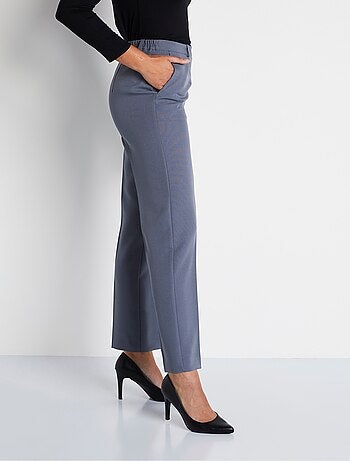 Pantalon droit taille semi-élastiquée tissu infroissable