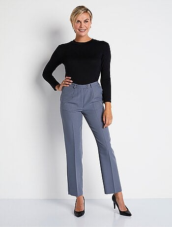 Pantalon droit taille semi-élastiquée tissu infroissable