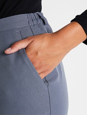 Pantalon droit taille semi-élastiquée tissu infroissable