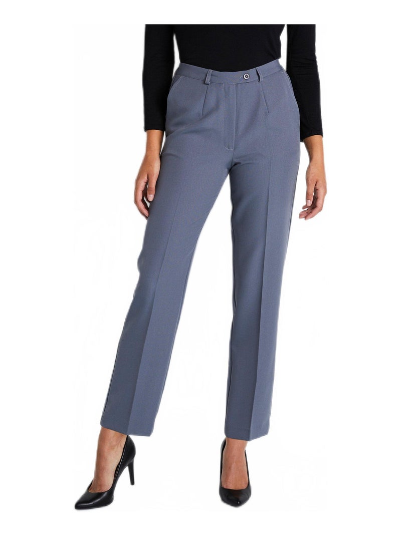 Pantalon droit taille semi-élastiquée tissu infroissable Gris - Kiabi