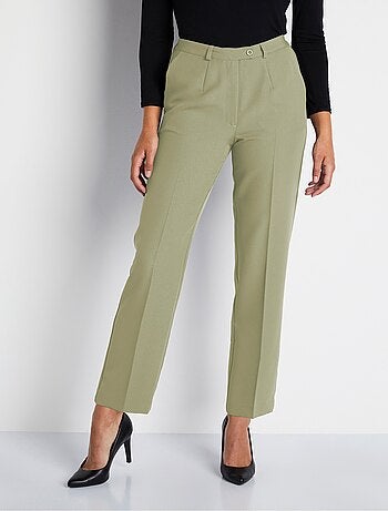 Pantalon droit taille semi-élastiquée tissu infroissable