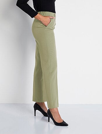 Pantalon droit taille semi-élastiquée tissu infroissable