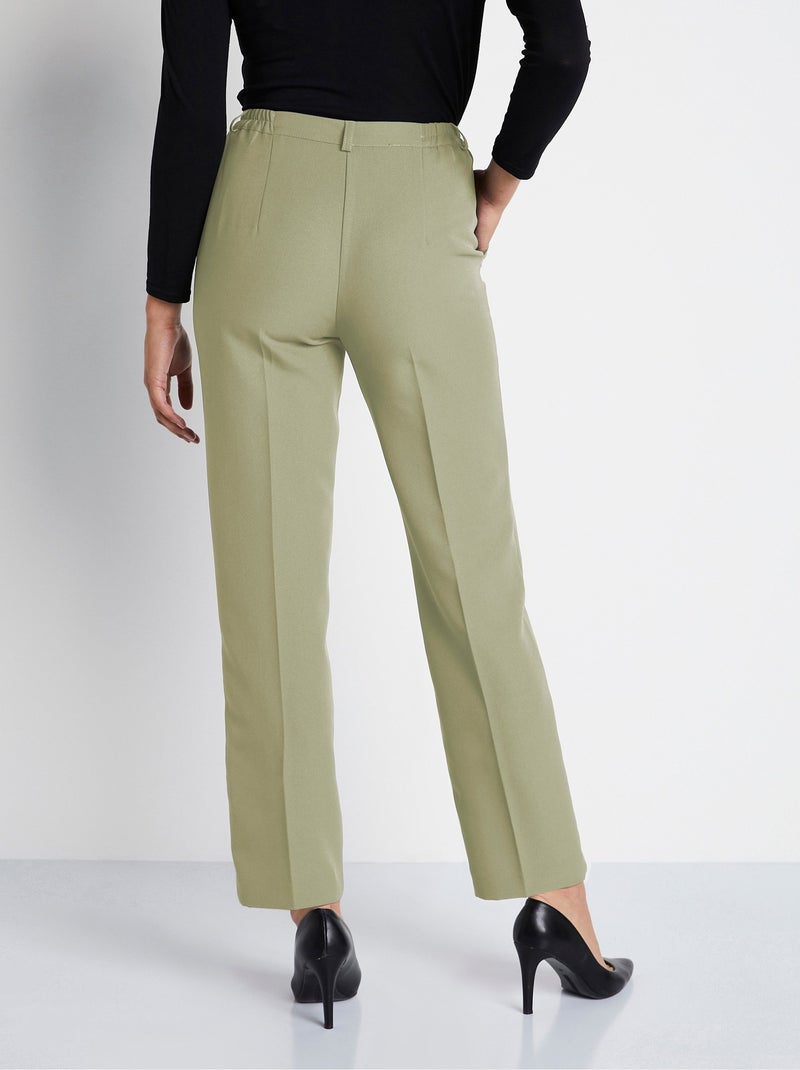 Pantalon droit taille semi-élastiquée tissu infroissable Vert pistache - Kiabi