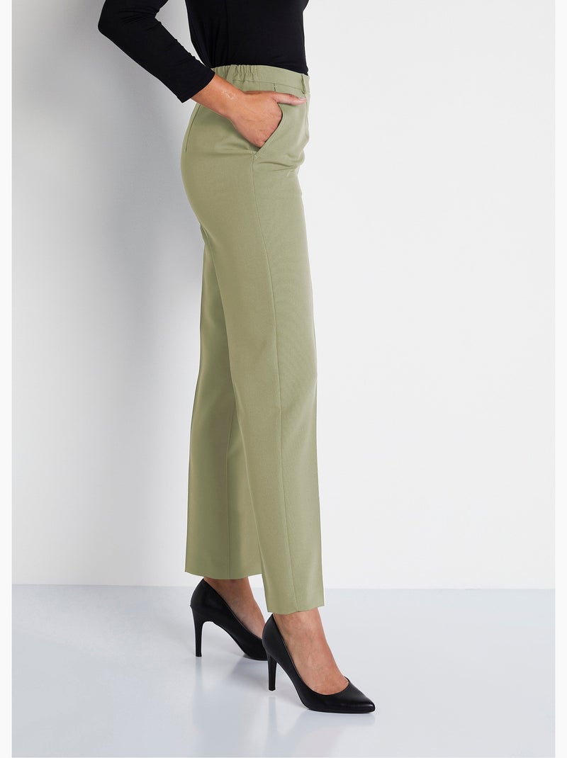 Pantalon droit taille semi-élastiquée tissu infroissable Vert pistache - Kiabi
