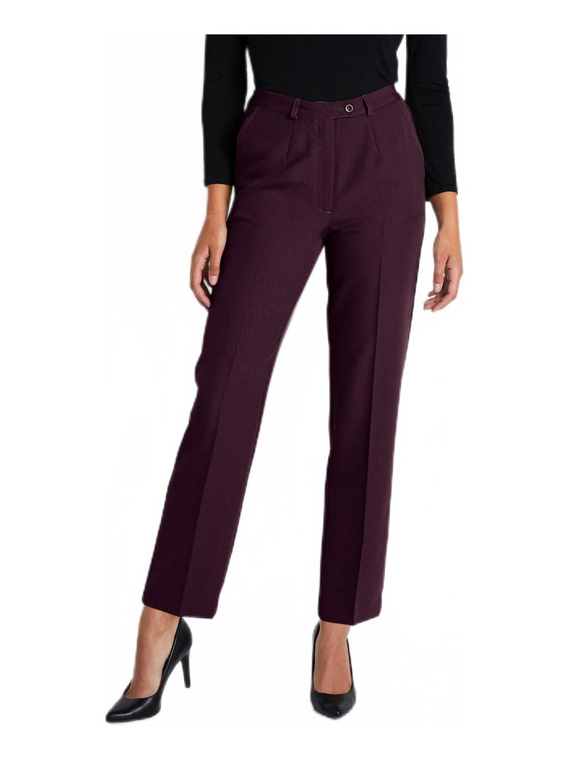 Pantalon droit taille semi-élastiquée tissu infroissable Violet - Kiabi