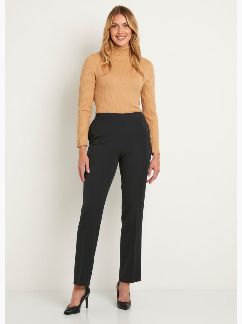 Pantalon droit taille semi élastiquée ventre plat - Afibel Bleu marine - Kiabi