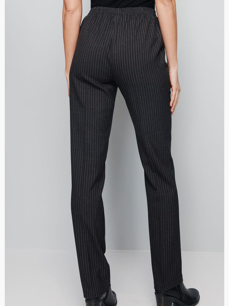 Pantalon droit taille semi élastiquée ventre plat - Afibel Gris - Kiabi
