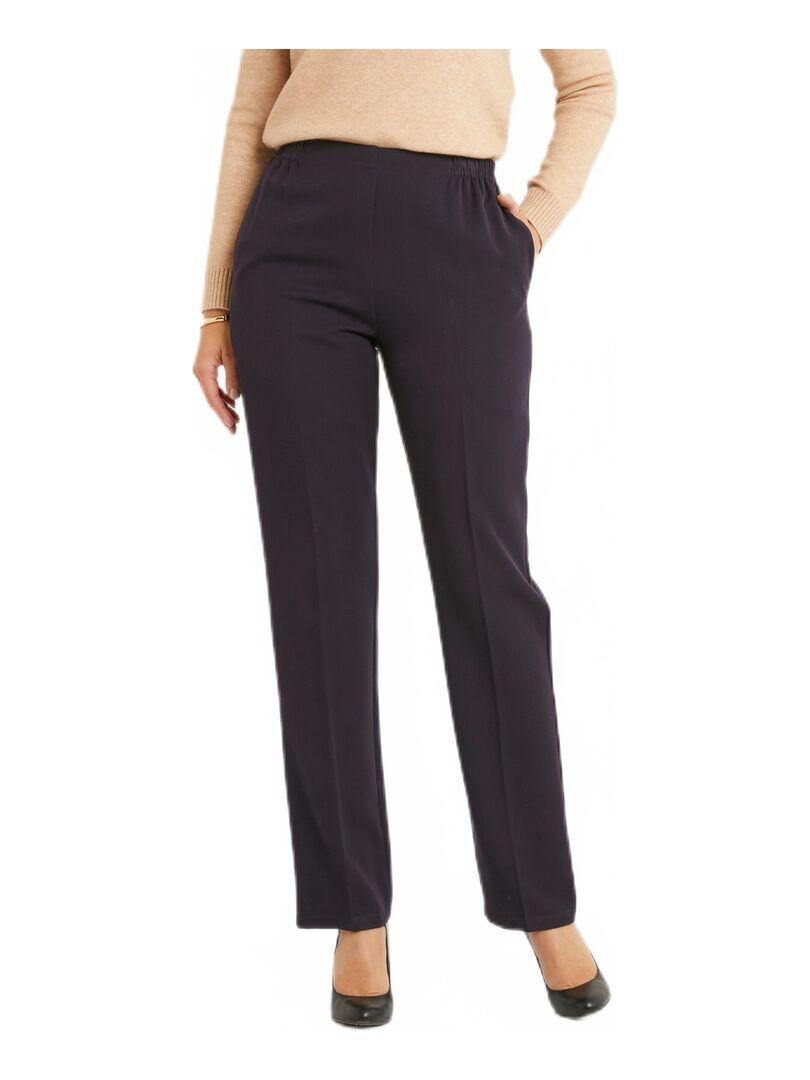 Pantalon droit taille semi élastiquée ventre plat Violet prune - Kiabi