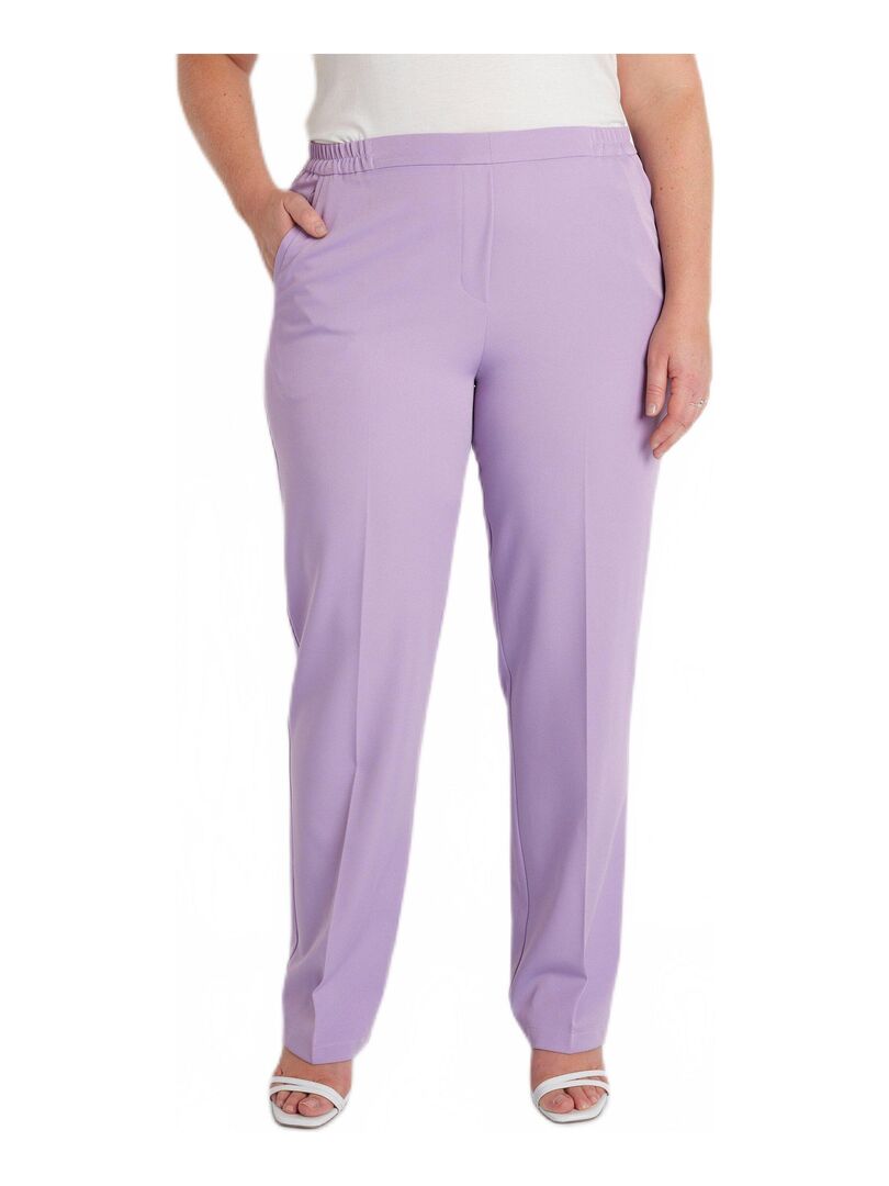 Pantalon droit taille semi-élastiquée Violet - Kiabi