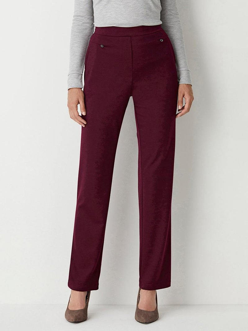 Pantalon droit taille semi élastiquée Violet prune - Kiabi