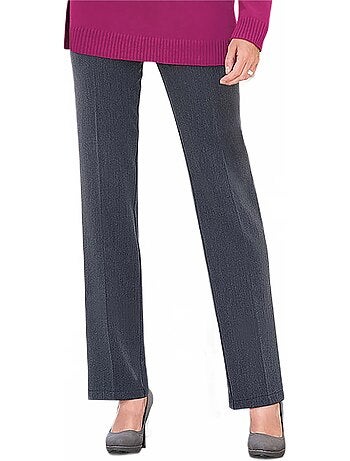 Pantalon droit taille semi ?lastiqu?e ventre plat - Afibel