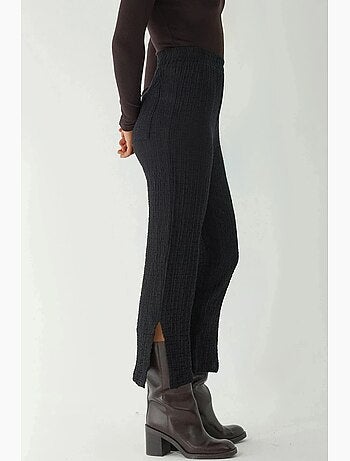 Pantalon droit texturé taille haute de qualité supérieure hiccup