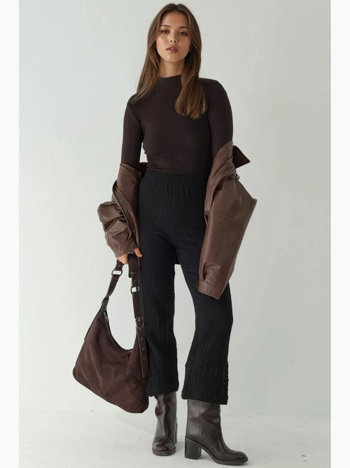Pantalon droit texturé taille haute de qualité supérieure hiccup - Kiabi Pantalon droit texturé taille haute de qualité supérieure hiccup - Kiabi