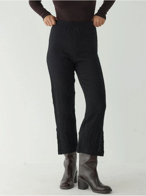 Pantalon droit texturé taille haute de qualité supérieure - Kiabi