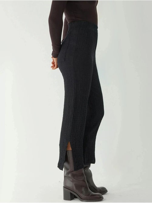Pantalon droit texturé taille haute de qualité supérieure - Kiabi
