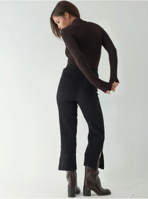 Pantalon droit texturé taille haute de qualité supérieure - Kiabi