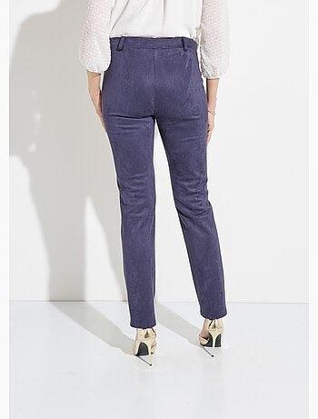 Pantalon droit tissu suédé ceinture élastiquée ventre plat - Afibel