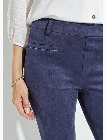 Pantalon droit tissu suédé ceinture élastiquée ventre plat - Afibel