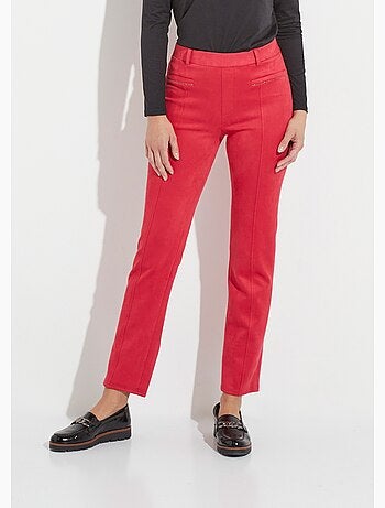 Pantalon droit tissu suédé ceinture élastiquée ventre plat - Afibel