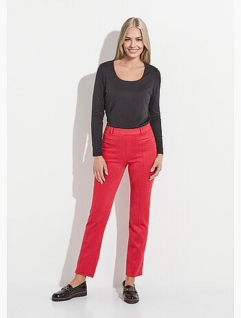 Pantalon droit tissu suédé ceinture élastiquée ventre plat - Afibel