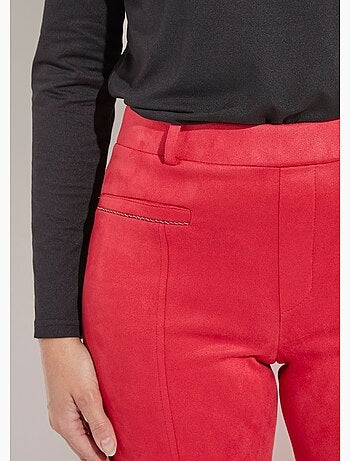 Pantalon droit tissu suédé ceinture élastiquée ventre plat - Afibel