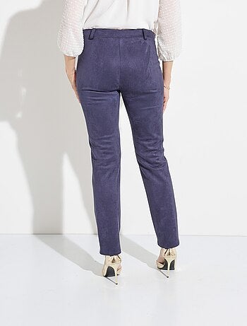 Pantalon droit tissu suédé ceinture élastiquée ventre plat