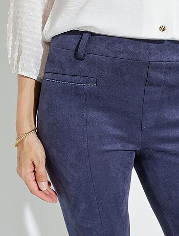 Pantalon droit tissu suédé ceinture élastiquée ventre plat