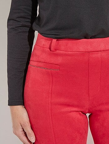 Pantalon droit tissu suédé ceinture élastiquée ventre plat