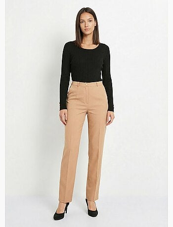 Pantalon droit uni taille semi élastiquée - Afibel