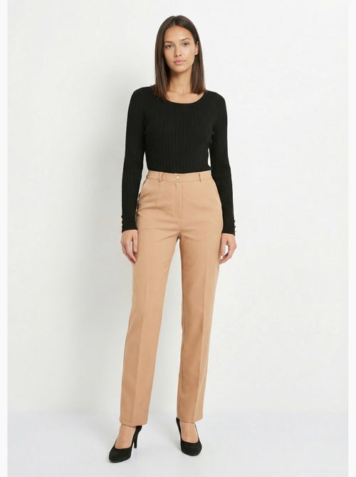 Pantalon droit uni taille semi élastiquée - Afibel - Kiabi