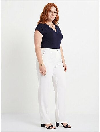 Pantalon droit uni taille semi élastiquée - Afibel