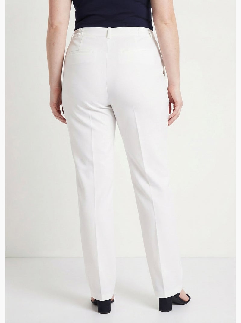 Pantalon droit uni taille semi élastiquée - Afibel Blanc - Kiabi