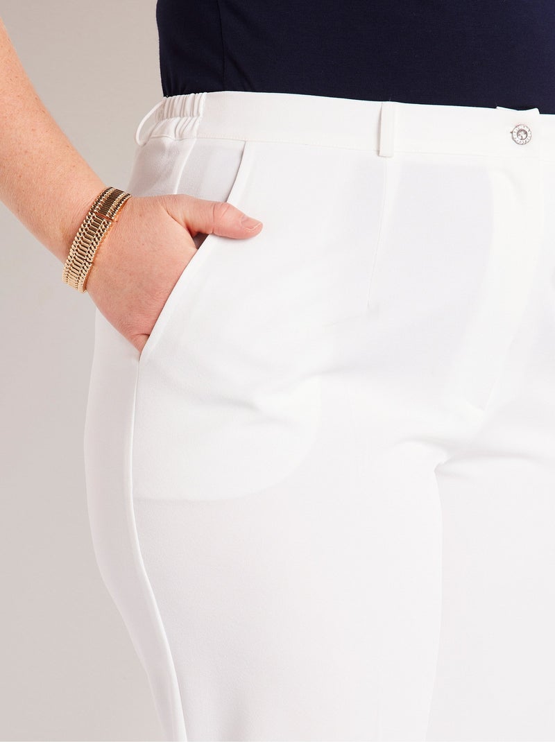 Pantalon droit uni taille semi élastiquée - Afibel Blanc - Kiabi
