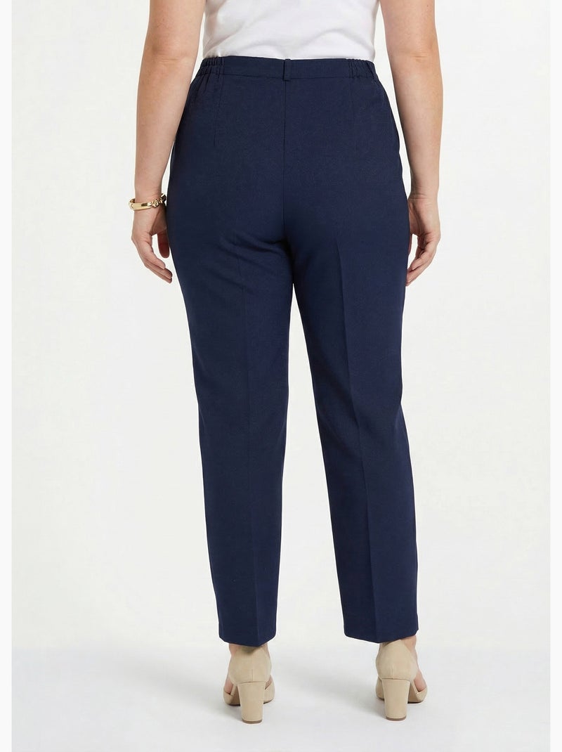 Pantalon droit uni taille semi élastiquée - afibel Bleu marine - Kiabi