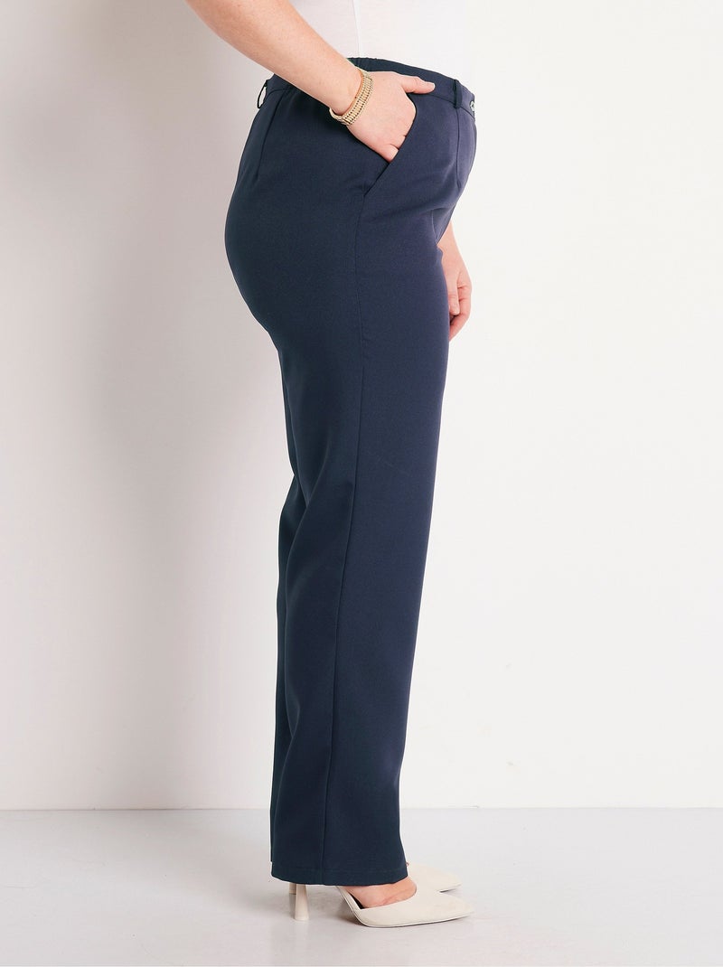 Pantalon droit uni taille semi élastiquée - afibel Bleu marine - Kiabi
