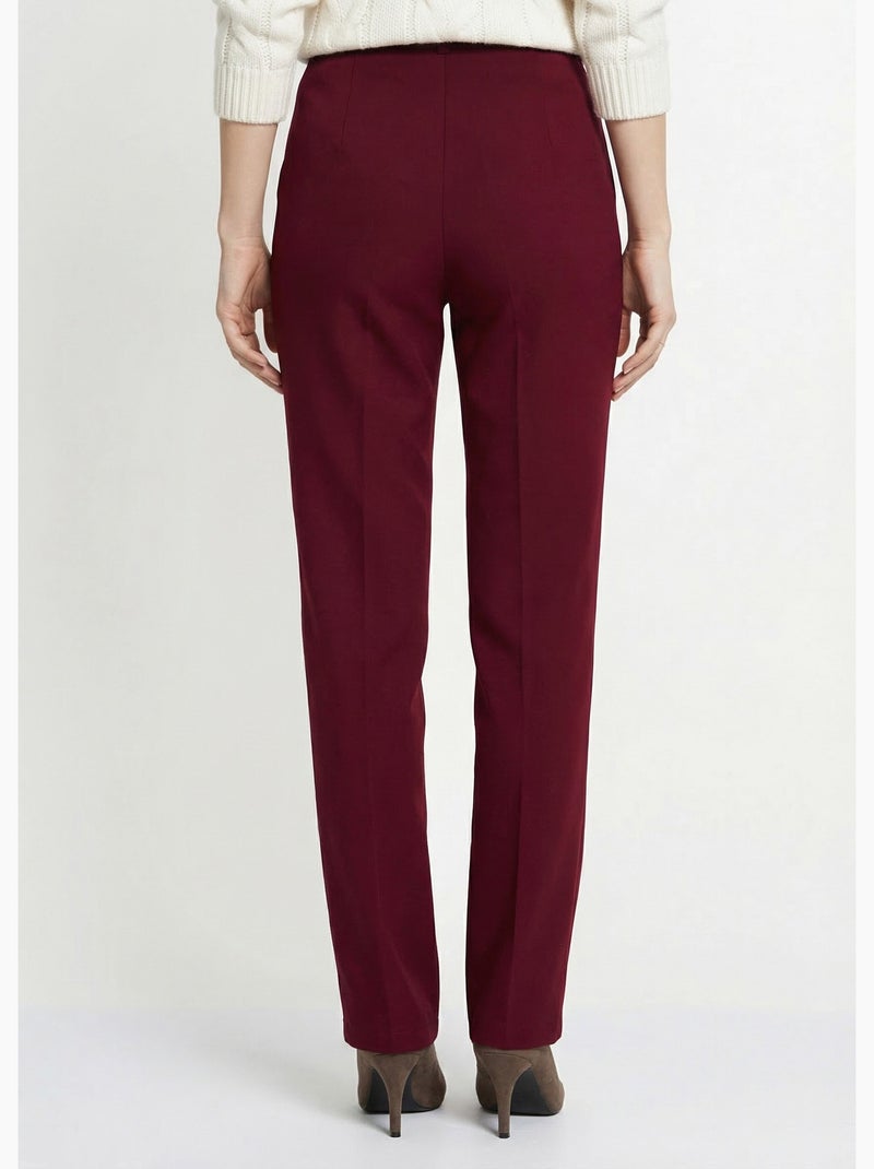Pantalon droit uni taille semi élastiquée - Afibel Bordeaux - Kiabi