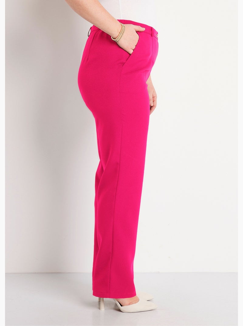 Pantalon droit uni taille semi élastiquée - Afibel Framboise - Kiabi