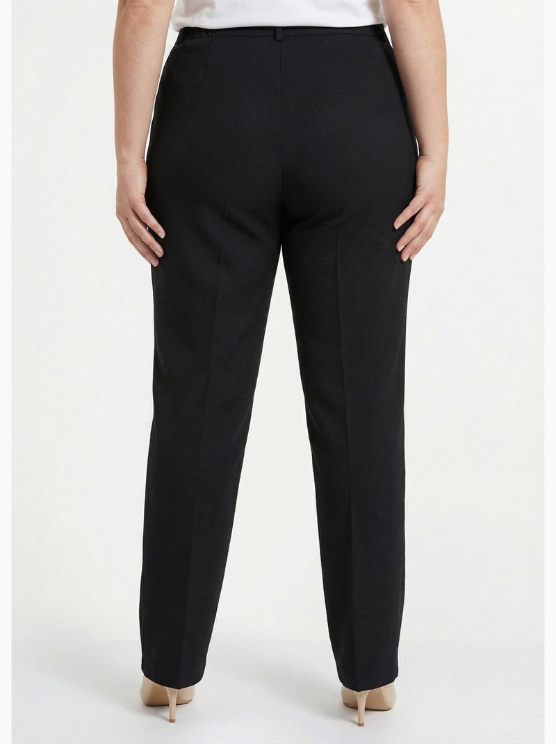 Pantalon droit uni taille semi élastiquée - Afibel Noir - Kiabi