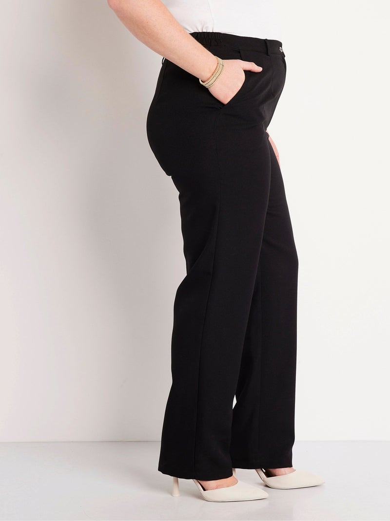 Pantalon droit uni taille semi élastiquée - Afibel Noir - Kiabi