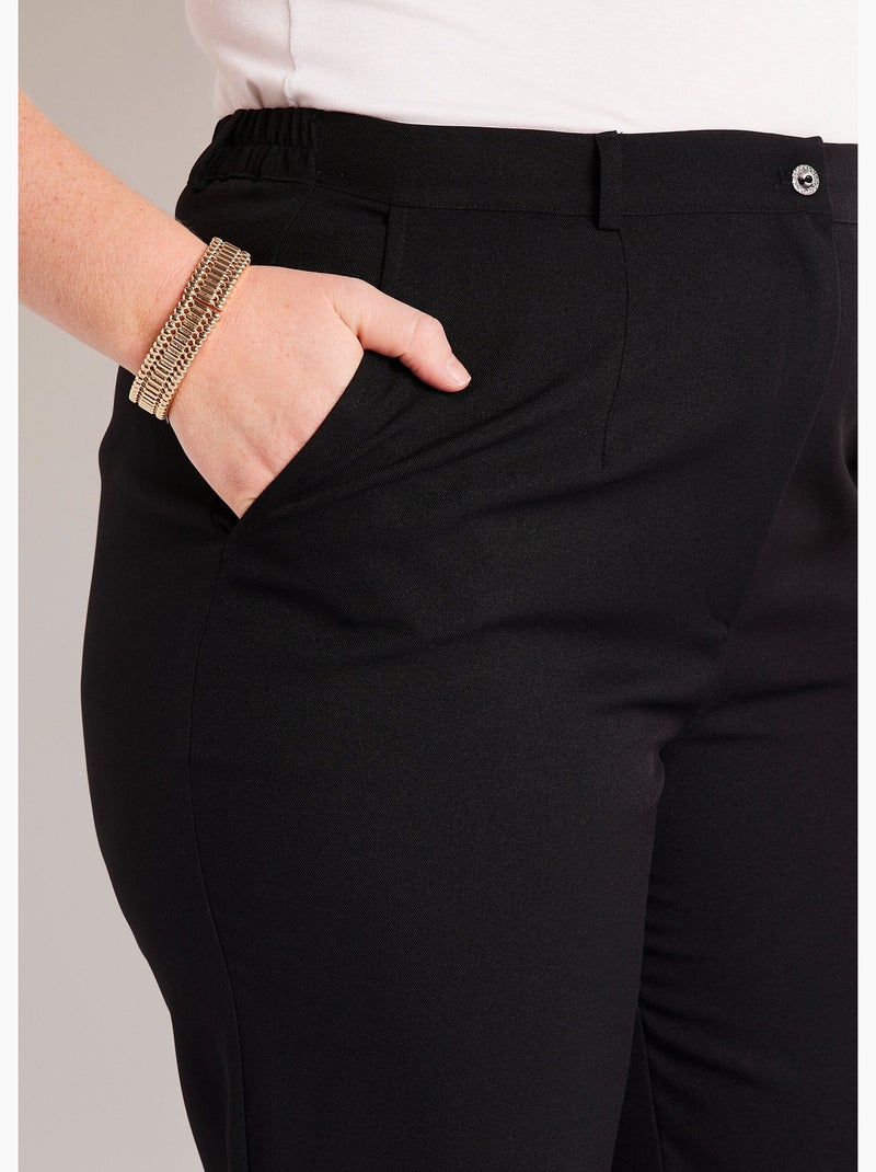 Pantalon droit uni taille semi élastiquée - Afibel Noir - Kiabi