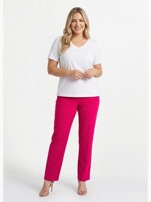 Pantalon droit uni taille semi élastiquée - Afibel - Kiabi